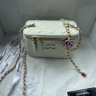 Chanel 24A New Double C Enamel Button Makeup Bag