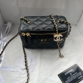 Chanel 24A New Double C Enamel Button Makeup black Bag