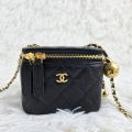 chanel handbags 1918 cow leather black color