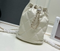 Chanel 2024 Gold Coin Drawstring Bucket Bag S1004 white color