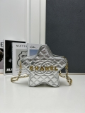 Chanel 24c Sheepskin Star Bag 3301 silvery white