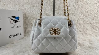 chanel handbags Retro sheepskin bag 0405 white color