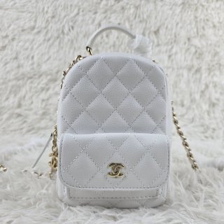 Chanel 24c mini lychee patterned small shoulders 1003 white color