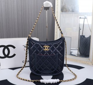 chanel 24s new hobo shoulder bag crossbody bag 8939 navy blue