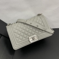 chanel cowhide leather flat shoulder bag 67086 pessimistic shiny silver buckle