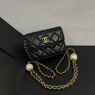 Chanel 24S Pearl Soufflé Fragrance Grandma Classic Mini Fortune Bag 767 black