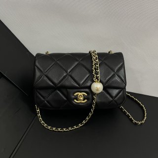 Chanel 24S Pearl Soufflé Fragrance Grandma Classic Mini Fortune Bag 766 Large Black