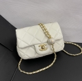 Chanel 24S Pearl Soufflé Fragrance Grandma Classic Mini Fortune Bag 766 Small White