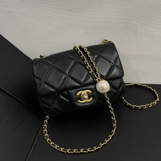 Chanel 24S Pearl Soufflé Fragrance Grandma Classic Mini Fortune Bag 766 Small Black