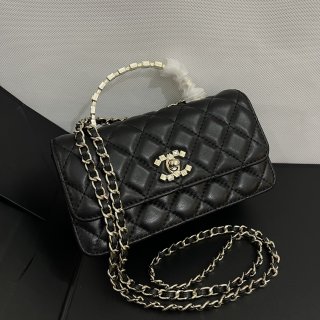 Chanel 24P new rhinestone handheld woc 513 Black two-ply&three-color