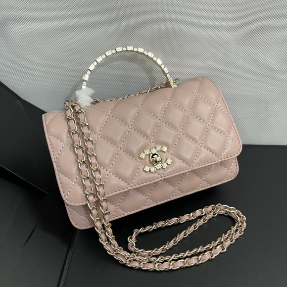 Chanel 24P new rhinestone handheld woc 512 Pink Single-layer&three-color