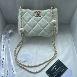 CHANEL 24S Pearl Adjustable Clasp Hobo Bag 352 White