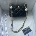 CHANEL 24S Pearl Adjustable Clasp Hobo Bag 352 Black