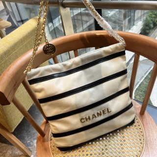 Chanel 24s Medium 22bag Gradient Trash Bag 269 white background with black stripes