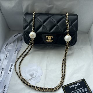 Chanel 24S pearl adjustable buckle 339 large Black