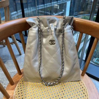 2024 chanel newest runway style drawstring trash bag 1923 silver