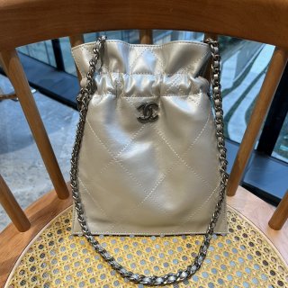 2024 chanel newest runway style drawstring trash bag 1924 silver