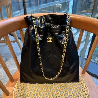 2024 chanel newest runway style drawstring trash bag 1923 Black