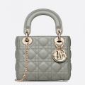 Dior Mini Lady Dior Bag In Grey Cannage Lambskin