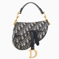 Dior Mini Saddle Bag In Blue Oblique Jacquard Canvas