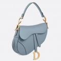 Dior Saddle Bag In Sky Blue Grained Calfskin