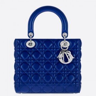 Dior Medium Lady Dior Bag In Blue Lambskin