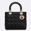 Dior Medium Lady Dior Bag In Black Lambskin