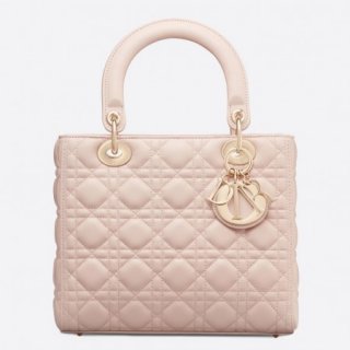 Dior Medium Lady Dior Bag In Pink Lambskin