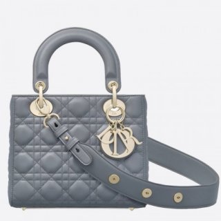 Dior My Lady Dior Bag In Grey Lambskin