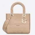 Dior Medium Lady D-Lite Bag In Beige Embroidered Canvas