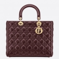 Dior Large Lady Dior Bag In Bordeaux Cannage Lambskin