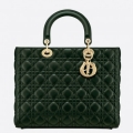 Dior Large Lady Dior Bag In Green Cannage Lambskin