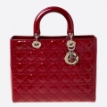 Dior Large Lady Dior Bag In Red Patent Leather