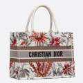 Dior Small Book Tote In White Camouflage With Flowers