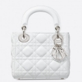 Dior Mini Lady Dior Bag In White Lambskin