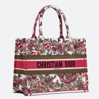 Dior Small Book Tote In Multicolor Butterfly Embroidery