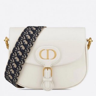 Dior Large Bobby Bag In White Calfskin