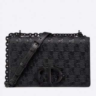 Dior 30 Montaigne Chain Bag In Black Braided Lambskin