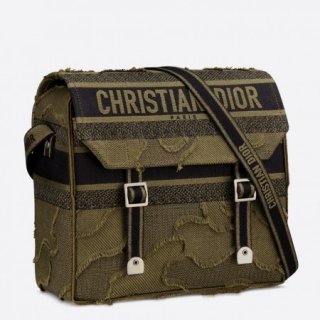 Dior Diorcamp Messenger Bag In Green Camouflage Canvas