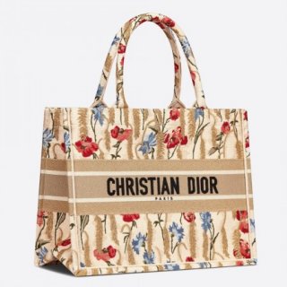 Dior Small Book Tote In Blue Multicolor Dior Paisley Embroidery