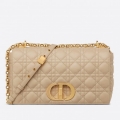 Dior Large Caro Bag In Beige Cannage Calfskin