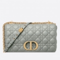 Dior Large Caro Bag In Grey Cannage Calfskin