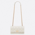 Dior Caro Belt Pouch with Chain In White Calfskin