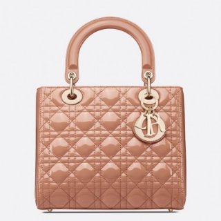 Dior Medium Lady Dior Bag In Powder Patent Cannage Calfskin