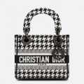 Dior Mini Lady D-Lite Bag In Black and White Houndstooth Embroidery