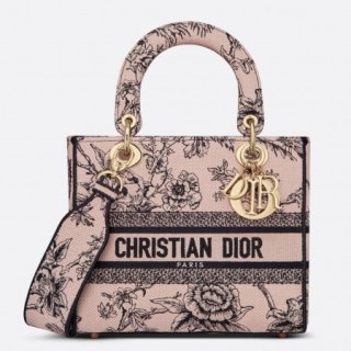 Dior Medium Lady D-Lite Bag In Powder Jardin Botanique Embroidery