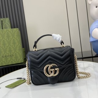 GG Marmont Collection Mini Tote 811238 Black with Gold Label