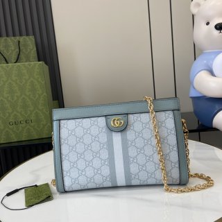 GG Ophidia Collection GG Small Shoulder Bag 503877 Gray Blue/pvc