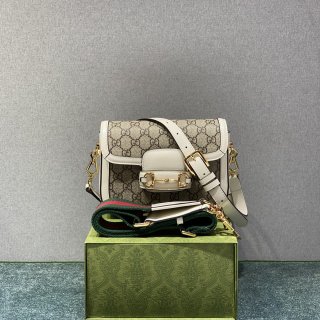 Gucci 1955 horsebit mini bag 658574 brown with white edges