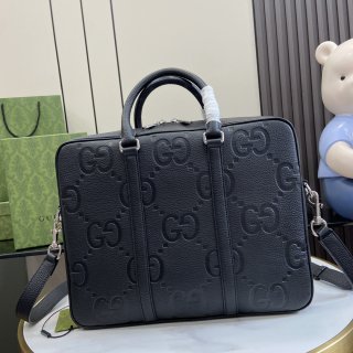 Super Double G Briefcase 792264 Black/Embossed G